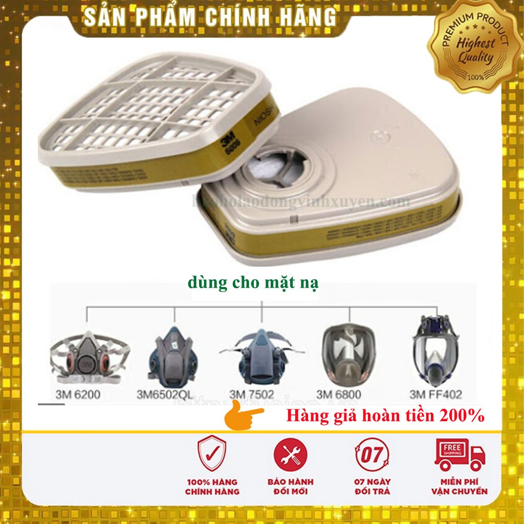 Phin Lọc Hơi Hữu Cơ Hóa Chất Lọc Độc Bụi 3M6006 Hàng Chính Hãng 3M