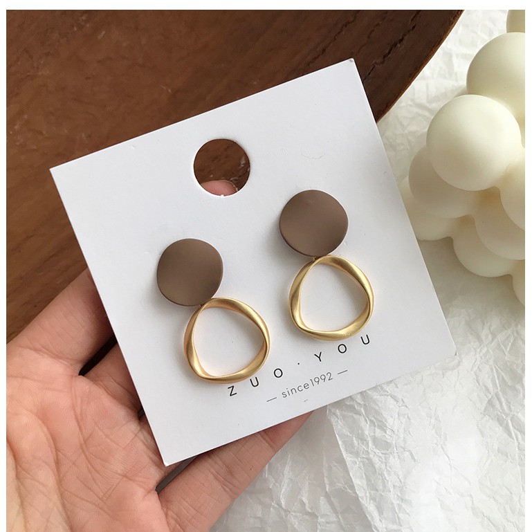 Khuyên tai mạ vàng thiết kế đơn giản thời trang cho nữ