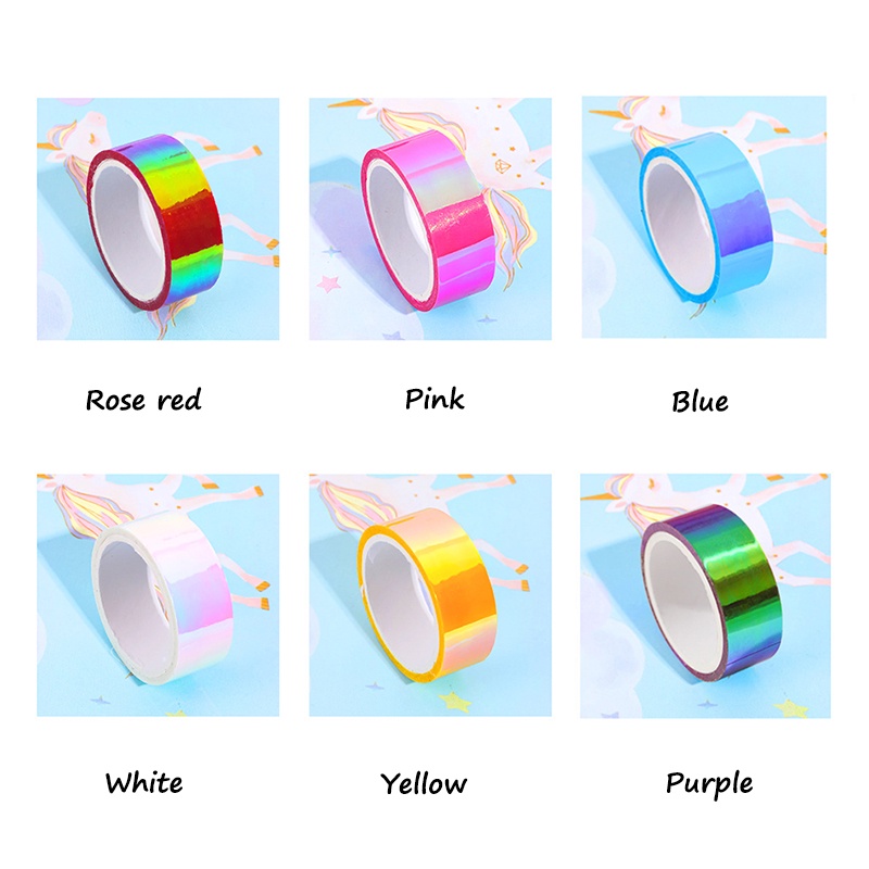 1 Cuộn Băng Keo Màu Laser Gradient Chống Nước Trang Trí Thủ Công Cho Học Sinh