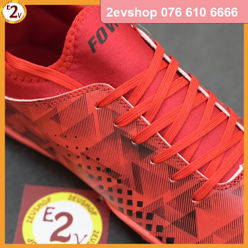 Giày đá bóng thể thao nam Fovi Debut Đỏ, giày đá banh cỏ nhân tạo dẻo nhẹ - 2EVSHOP