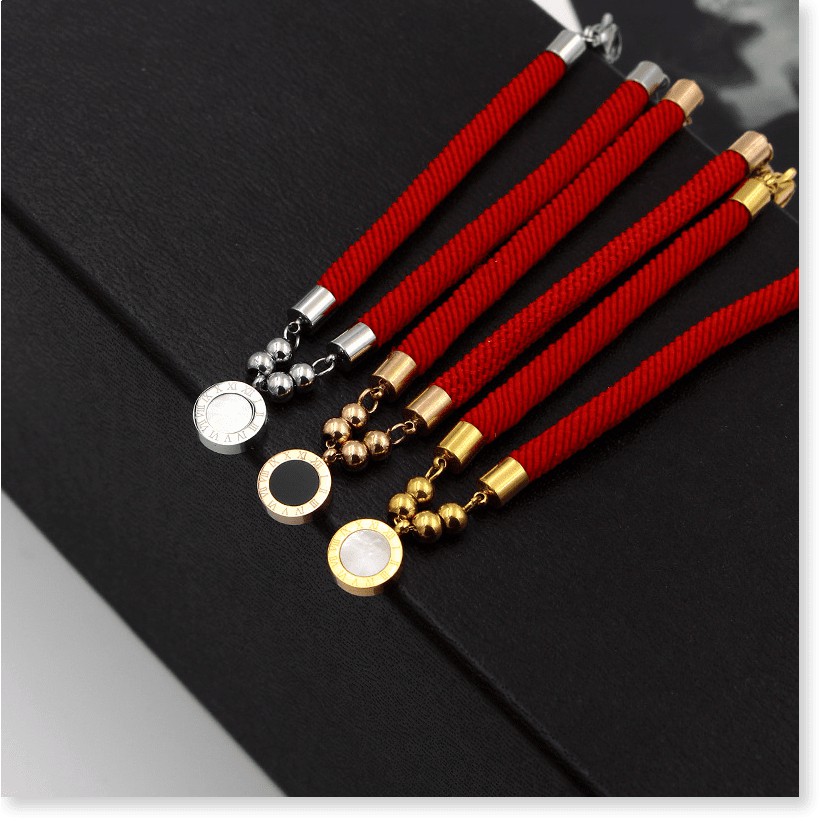 Vòng tay lắc tay nữ titan chỉ đỏ la mã S1-201-2 - CAM KẾT KHÔNG GỈ, KHÔNG BAY MÀU - BẢO HÀNH 12 THÁNG