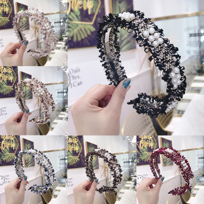 Băng Đô Đính Hạt Ngọc Trai Lấp Lánh Nhiều Màu Sắc