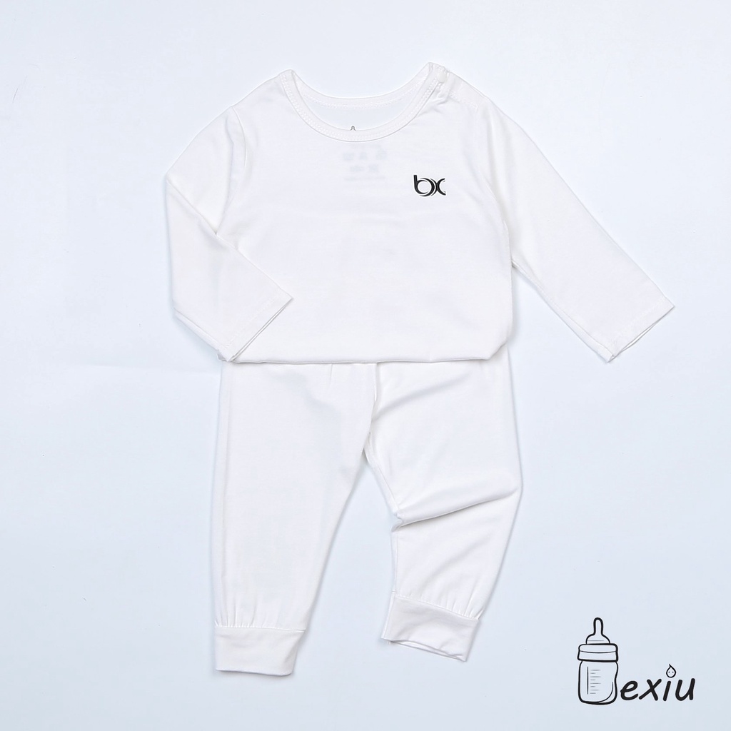 Bộ Đồ Tay Dài  Cài Vai Màu Bexiu Bx - Quần Áo Trẻ Sơ Sinh Thun Cotton Lạnh  Mềm Mượt Mát Cho Bé Trai Và Gái Từ 6-19kg