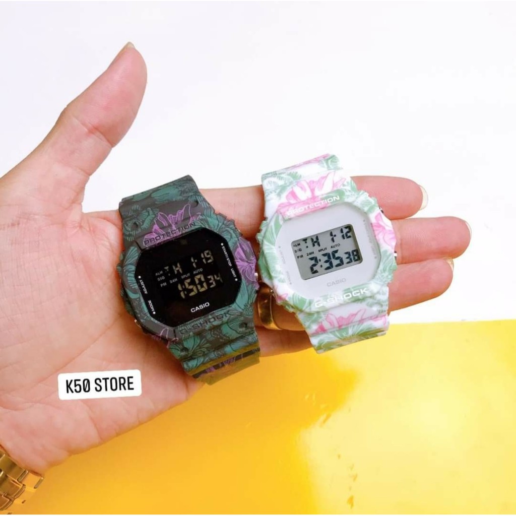 Đồng hồ nam Casio Gshock DW5600_FLORAL – Full box Nam tính, 42mm, Đen huyền ảo -ME_WATCH