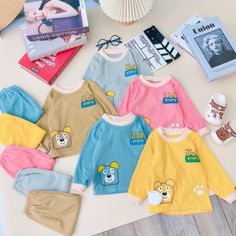 [GẤU JOY] BỘ DÀI TAY GẤU JOY VIỀN TRẮNG CHẤT TĂM TÀU MỊN ĐẸP CHO BÉ MẶC THU ĐÔNG XINH XẮN