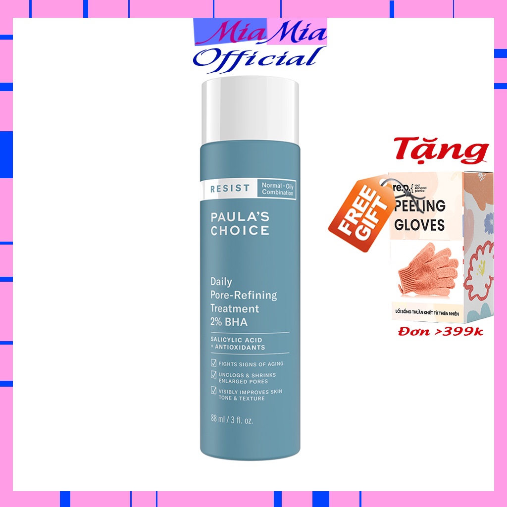 Tẩy Da Chết 2% BHA Paula's Choice Tẩy Tế Bào Chết PAULA CHOICE RESIST DAILY PORE-REFINING TREATMENT Full Size 88ml