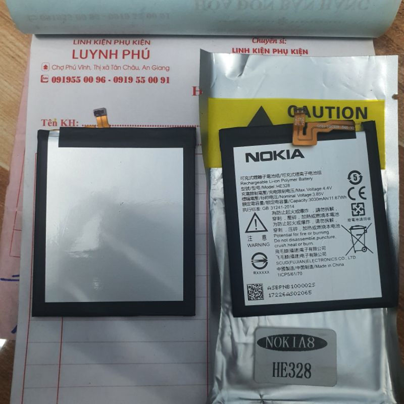 Pin nokia 8 he328 3000mah có bảo hành