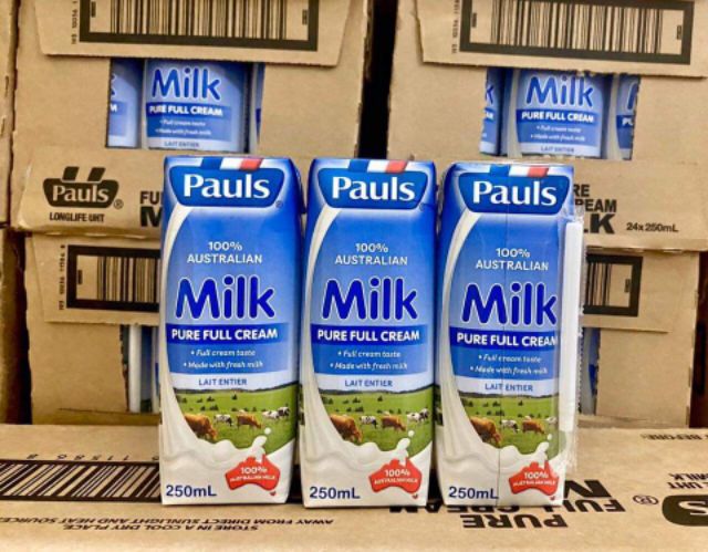  Sữa tươi nguyên kem Pauls hộp 250ml nhập từ Úc
