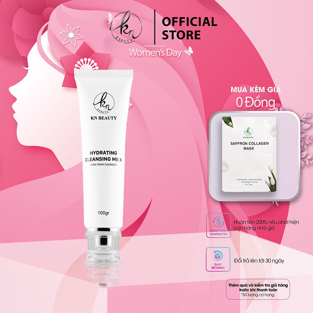 Sữa Rửa Mặt Ngừa Mụn Trắng Da KN Beauty Cleansing Milk 100g