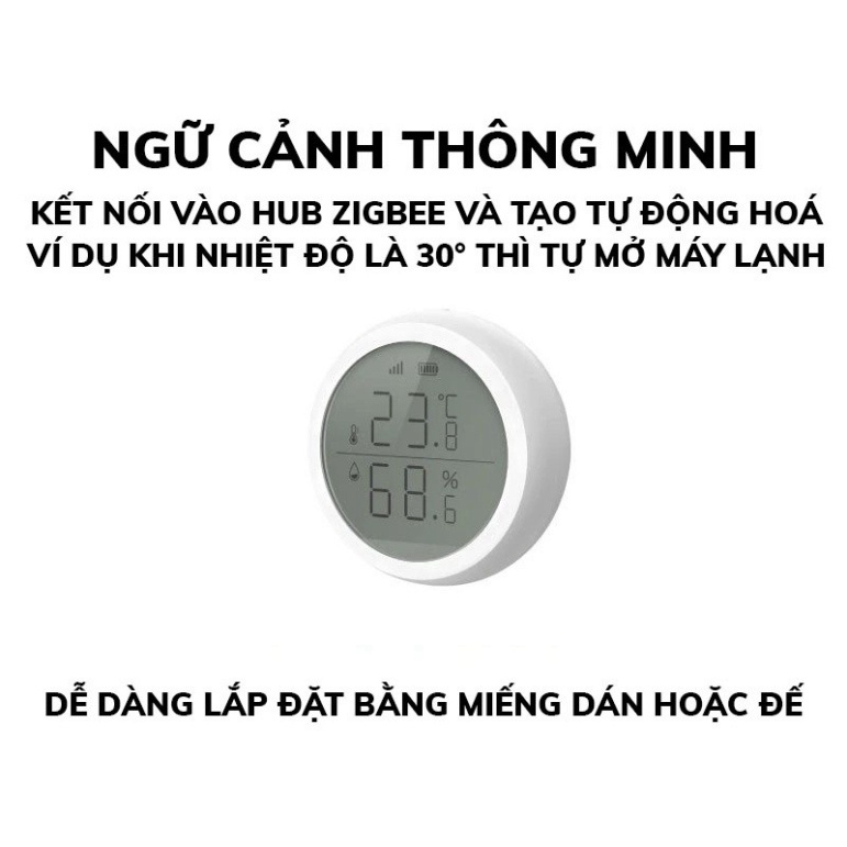 Cảm biến nhiệt độ và độ ẩm Tuya zigbee AKIA có màn hình LCD, dễ dàng lắp đặt, thời lượng pin dài, kết nối app Smart Life