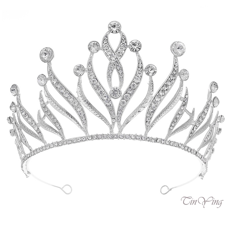GETNOIVAS Băng Đô Cài Tóc Hình Vương Miện Đính Đá Lấp Lánh Thời Trang Cho Cô Dâu