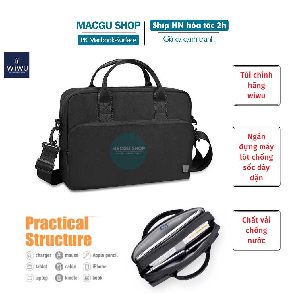 Túi chống sốc laptop, macbook,surface có quai đeo cao cấp chính hãng wiwu 2 ngăn chính-W09 13inch, 14inch, 15inch,16inch #1
