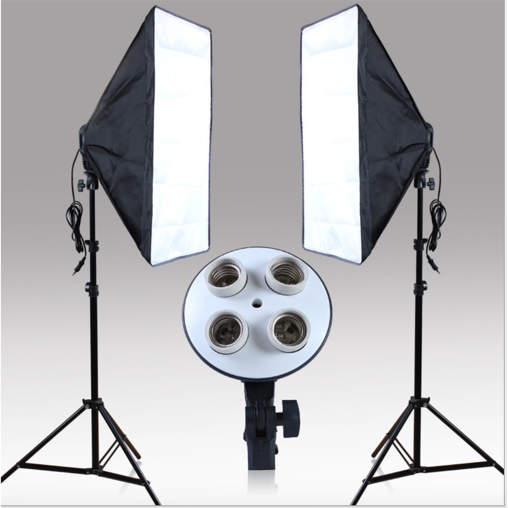 GIAO HỎA TỐC KV HÀ NỘI - Đèn studio chụp ảnh quay phim 4 bóng chuyên nghiệp cao 2m softbox 50x70cm