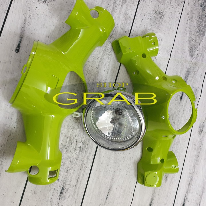 Bộ ốp đầu đèn xe Cub 81 đời mới đầy đủ 3 món: ốp trên, ốp dưới và pha đèn kèm bóng