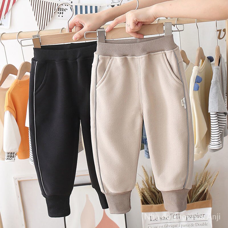 Autumn And Winter Sporty Boys Sport Pants Velvet Pants