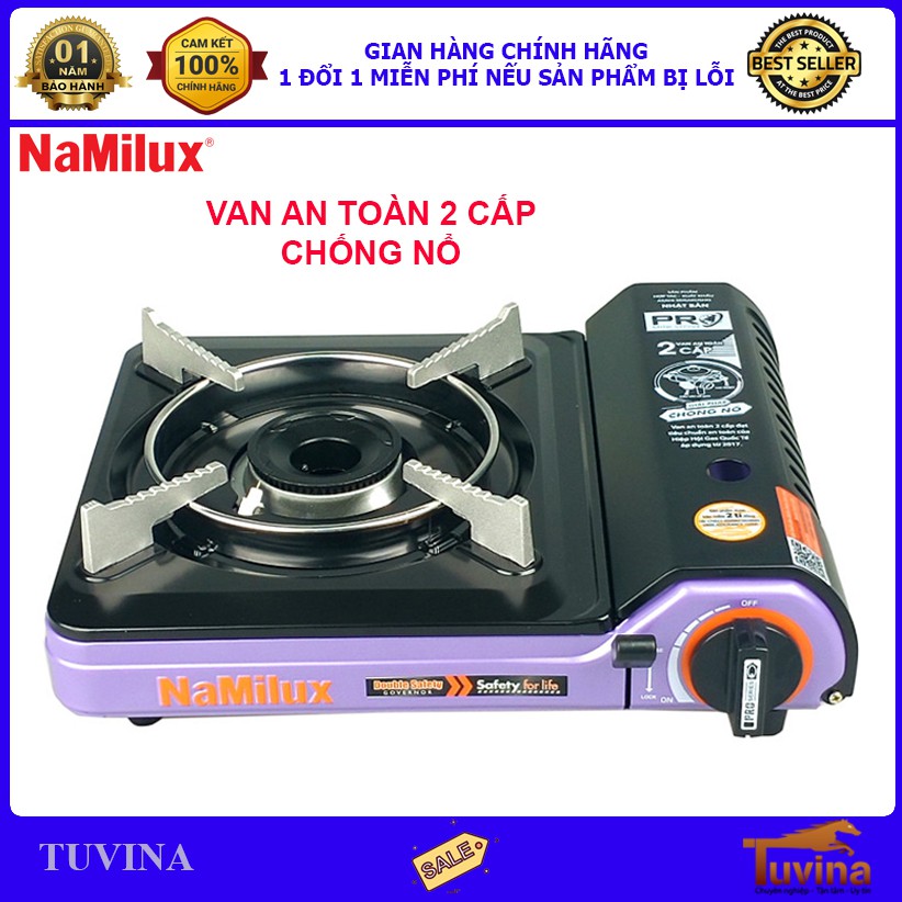 Bếp Ga Bếp Gas Mini Namilux 2S Chống Cháy Nổ PL-2021PF - Hàng Chính Hãng (Bảo Hành 12 Tháng)