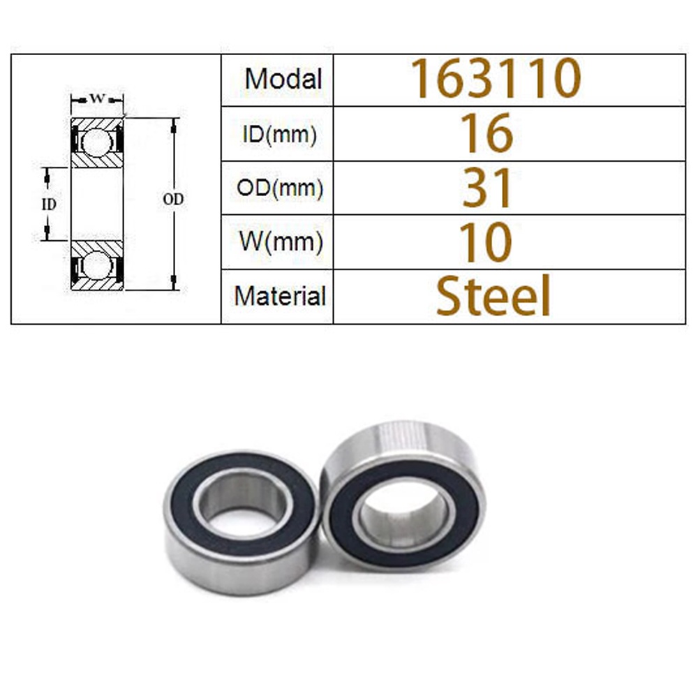 Set 4 vòng bi bằng thép 16x31 x 10mm 163110-2rs chuyên dụng dành cho xe đạp