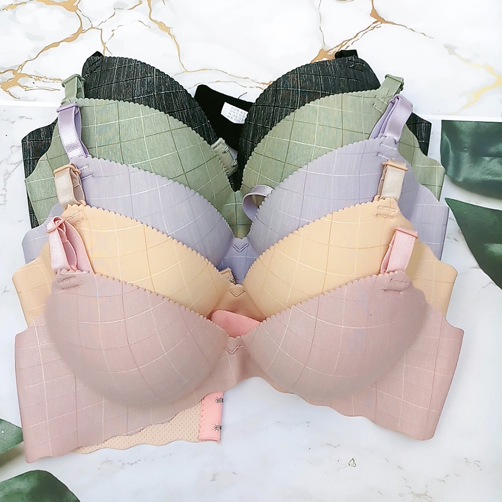 Áo ngực  nữ, áo lót su kẻ nâng ngực tạo khe có đệm bàn tay thông hơi đệm dày 2.5 cm đẩy ôm ngực quyến rũ