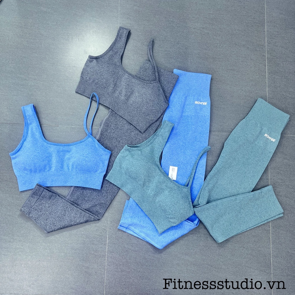 Set Đồ Tập Yoga Nữ Fitness Studio S-10, Hàng Botee Cao Cấp, Áo Bra Có Mút Nâng Ngực, Quần Dài Đủ Màu