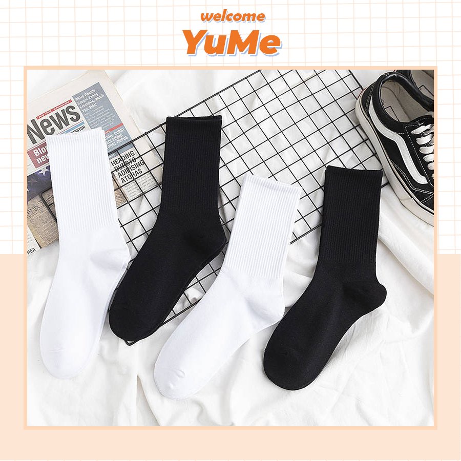 Tất cổ cao,vớ cổ cao nam nữ đen trắng chất liệu cotton mềm mại thoáng mát dễ mặc đồ