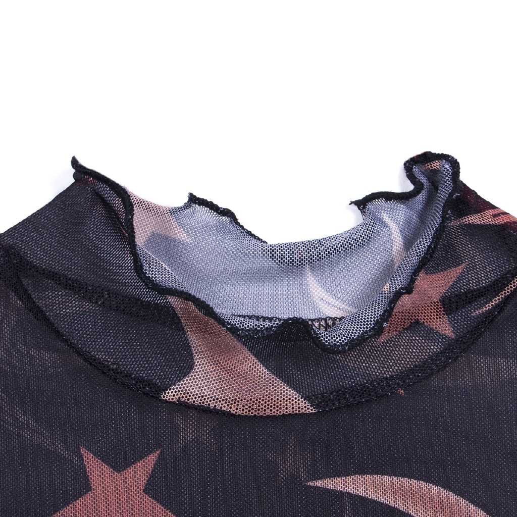 Áo croptop tay ngắn xuyên thấu quyến rũ cho nữ