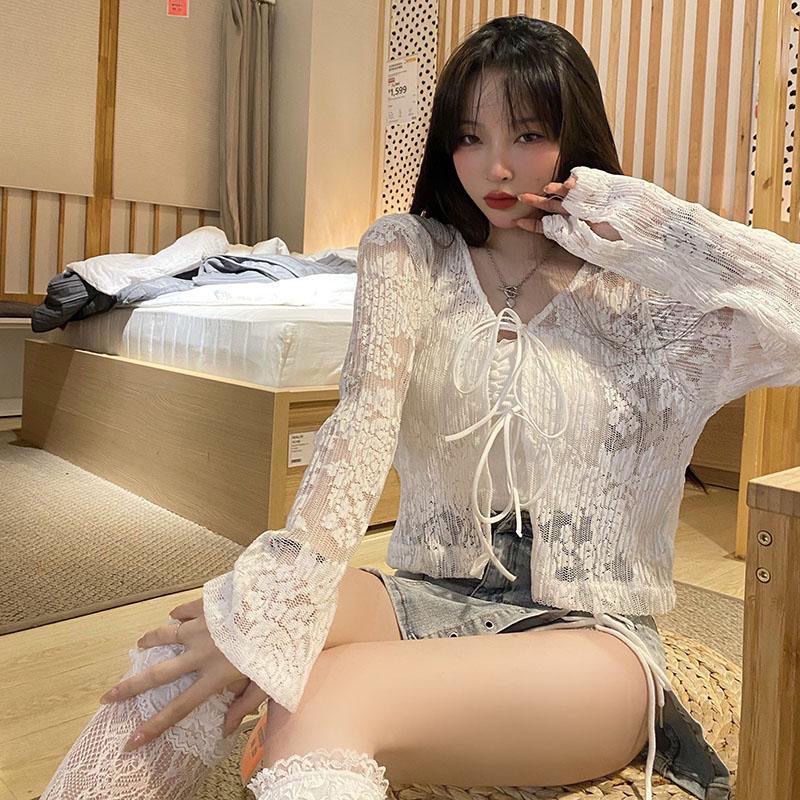 Áo Cardigan Nữ Tay Dài Cổ Thắt Nơ Xinh Xắn Thời Trang