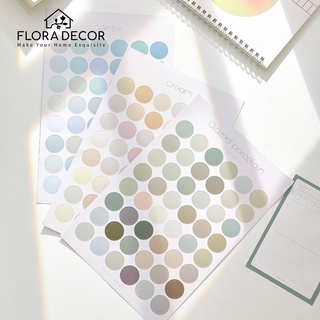 Sticker nhãn dán chấm tròn Flora Decor trang trí sổ, decor, dán postcard