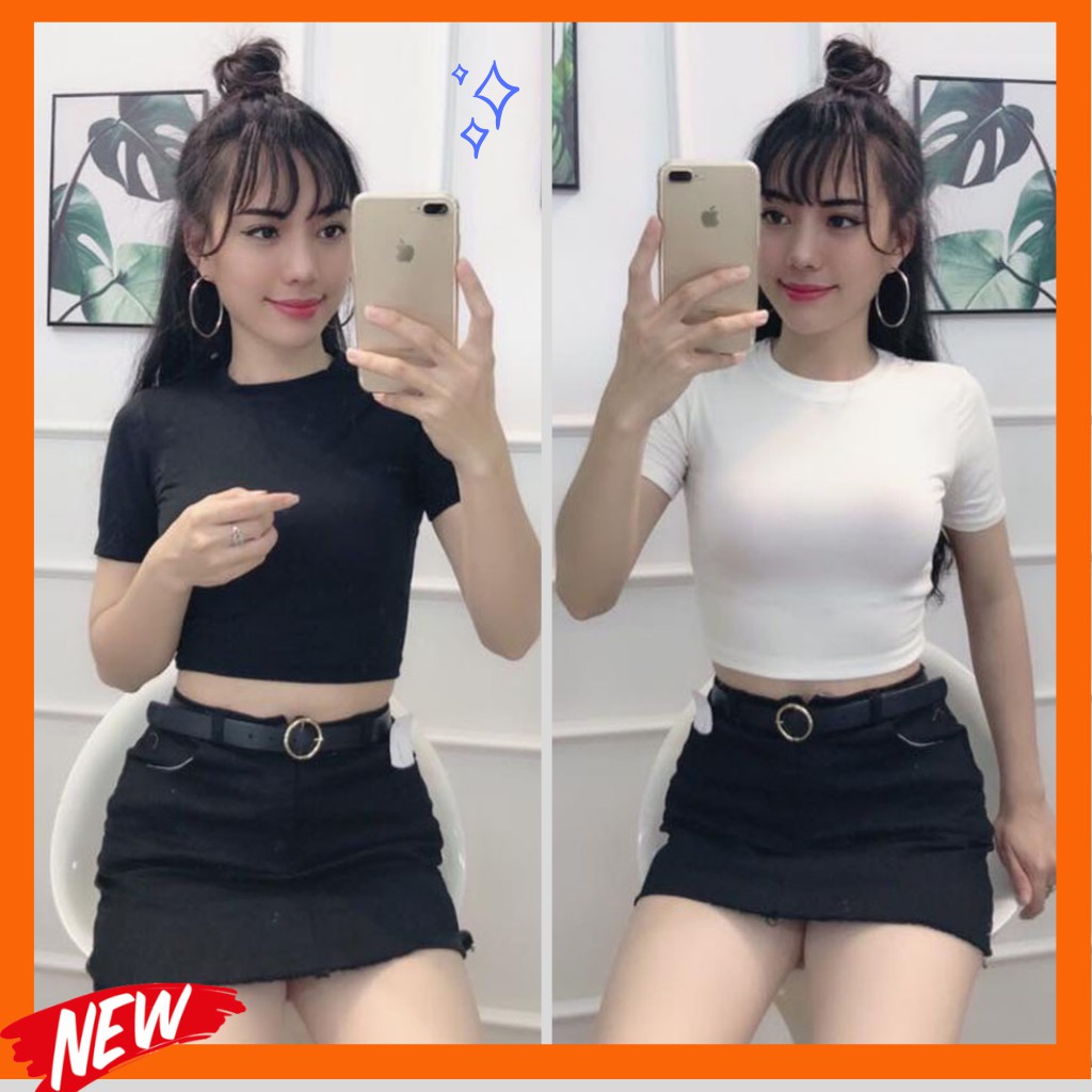 Áo Croptop Ôm Tay Ngắn 2 Màu Trắng Và Đen MS:Z02