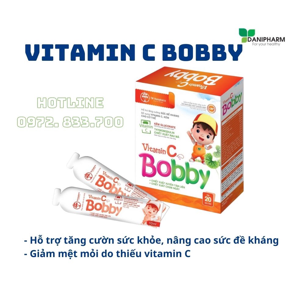Vitamin C và Kẽm cho bé - VITAMIN C BOBBY-  tăng sức đề kháng cho trẻ , cho bé phát triển toàn diện ( hộp 20 gói*10ml0