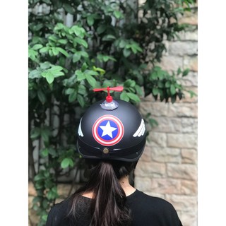 Combo nón bảo hiểm nửa đầu caption captain +kính phi công+chong chóng
