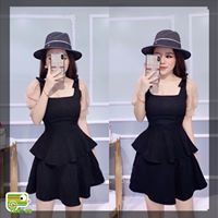 váy đầm dáng xòe hai tầng siêu đẹp tay phối màu (có ảnh thật)