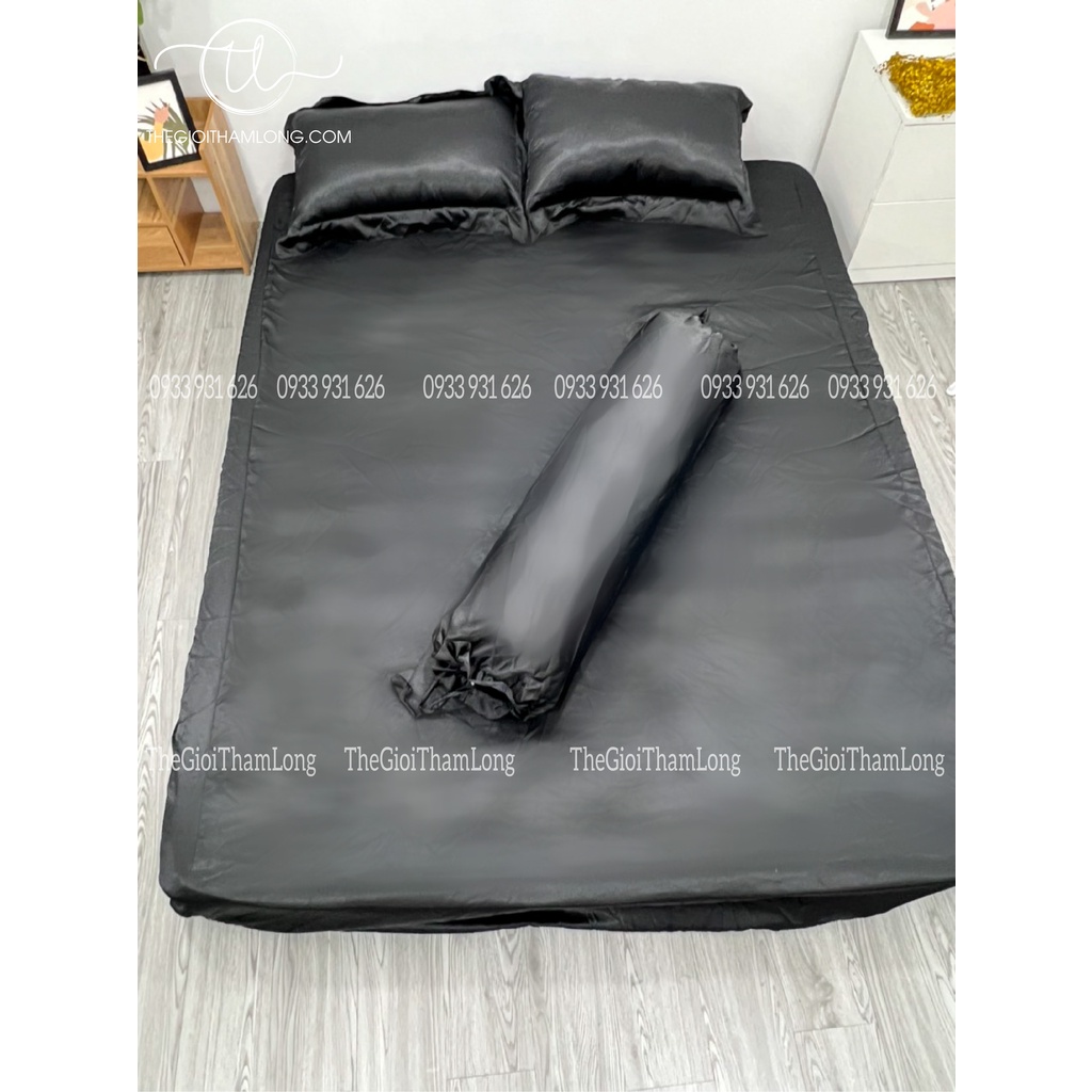 Bộ Chăn Ga Lụa Cao Cấp Đồng Màu Mềm Mượt - Set Bộ 4 Món kích Thước Thoải Mái