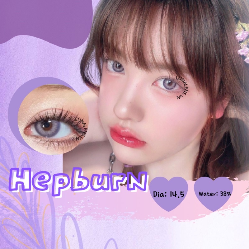 KÍNH ÁP TRÒNG MÀU TÍM TÂY HEPBURN LENS CÓ ĐỘ CẬN SIÊU ÊM SIÊU MỀM NỘI ĐỊA TRUNG QUỐC
