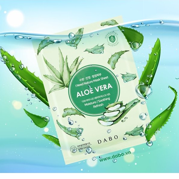 Mặt Nạ Đắp Mặt Tinh Chất Lô Hội cao cấp DABO-ALOE VERA 23g dưỡng ẩm , trắng da ,mờ nám bịch 10 miếng