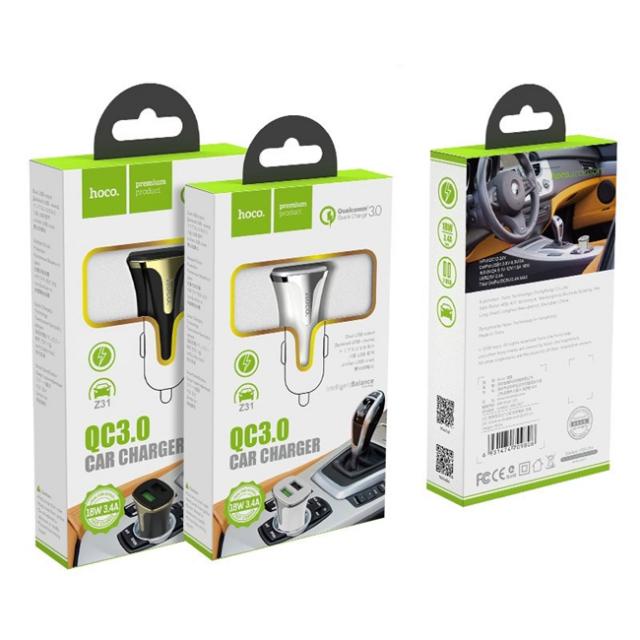 Tẩu Sạc Xe Hơi Hoco Z31 sạc nhanh QC3.0 - Hàng Chính Hãng