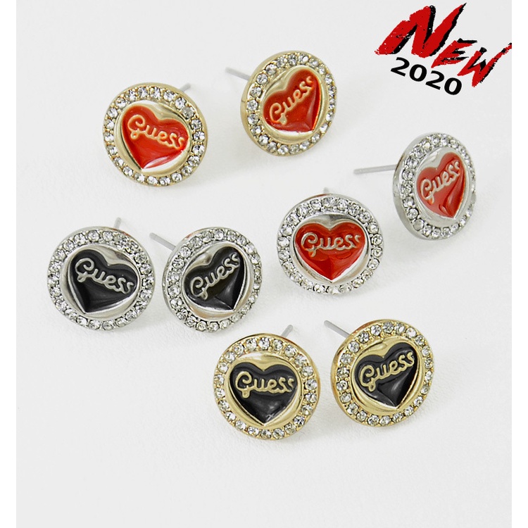 Khuyên Tai Hình Trái Tim Đính Đá Toàn Diện Phong Cách Âu Mỹ Thời Trang Mới Hỗn Hợp