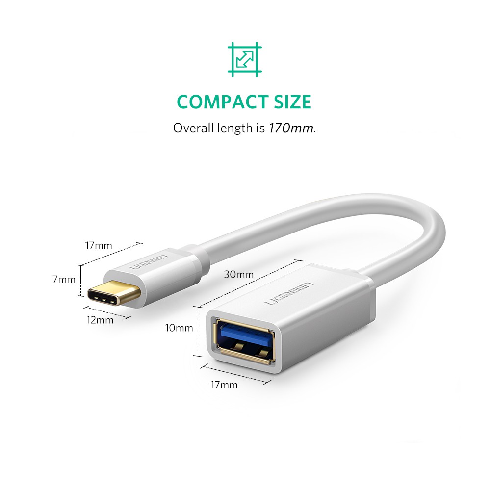 Cáp OTG USB Type C to USB 3.0 mạ vàng cao cấp Ugreen 30702 - hàng chính hãng