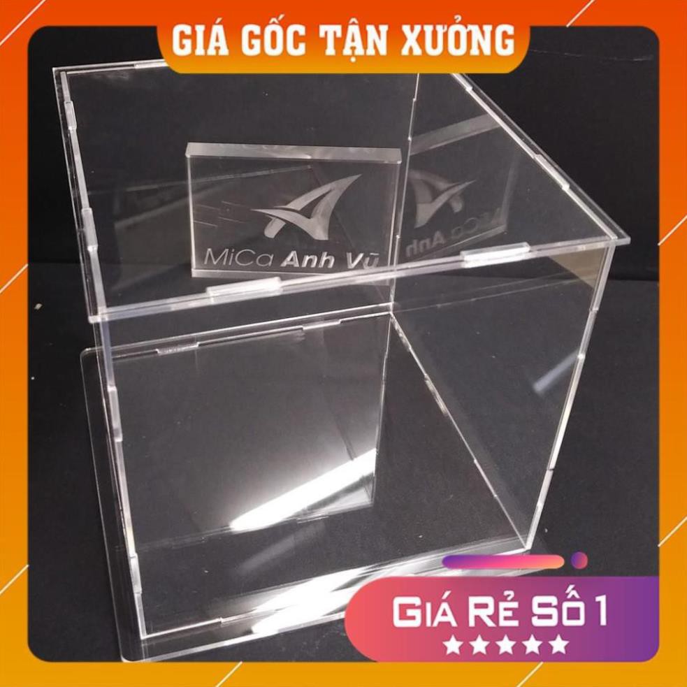 Hộp trưng bày 25x25x25cm mica trong chống bụi đế nhiều màu - lắp ghép