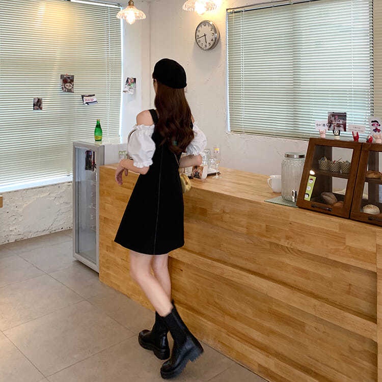 Đầm IELGY tay ngắn kiểu dáng Hepburn Pháp thời trang cho nữ