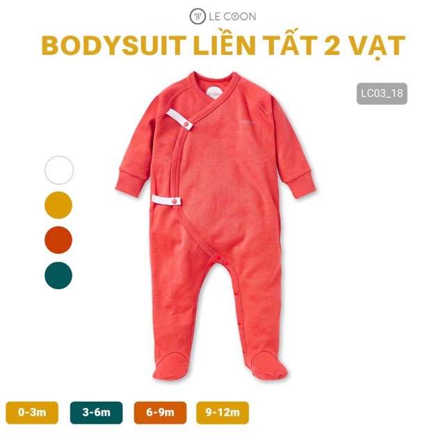 LE COON | Bodysuit Liền Tất 2 Vạt cotton dày 0-12 tháng [ babyboo]
