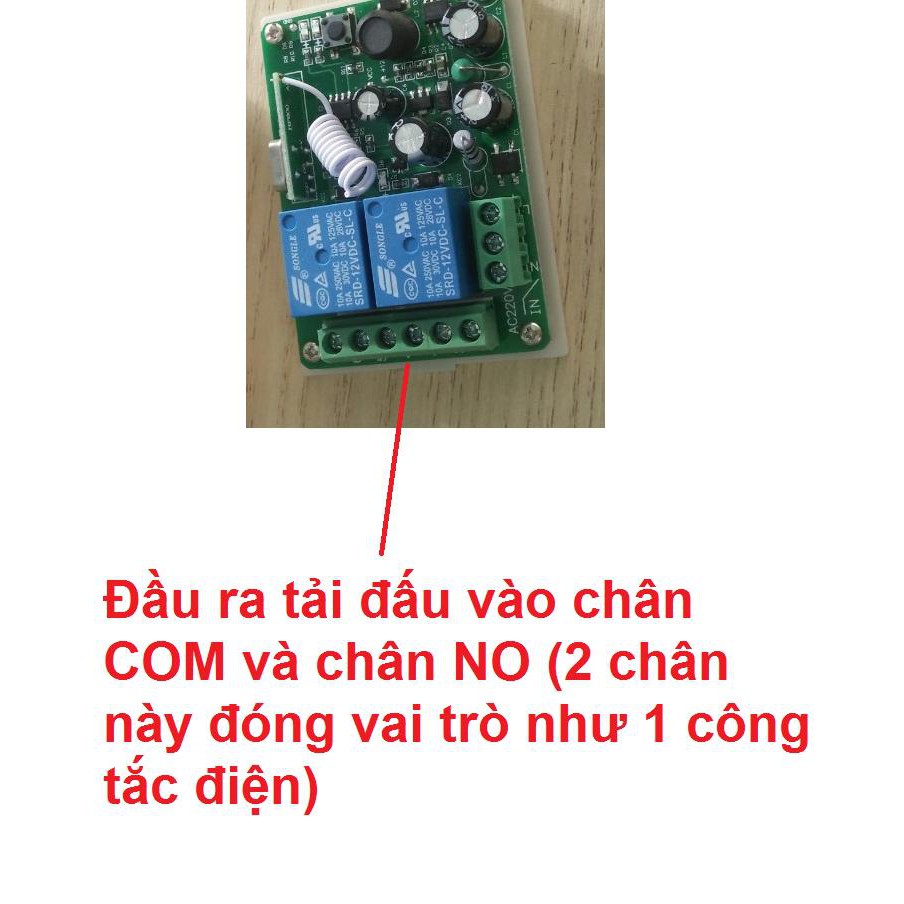 Mạch điều khiển từ xa RF 220V 433MHz 2 RELAY - Có hộp+ remote