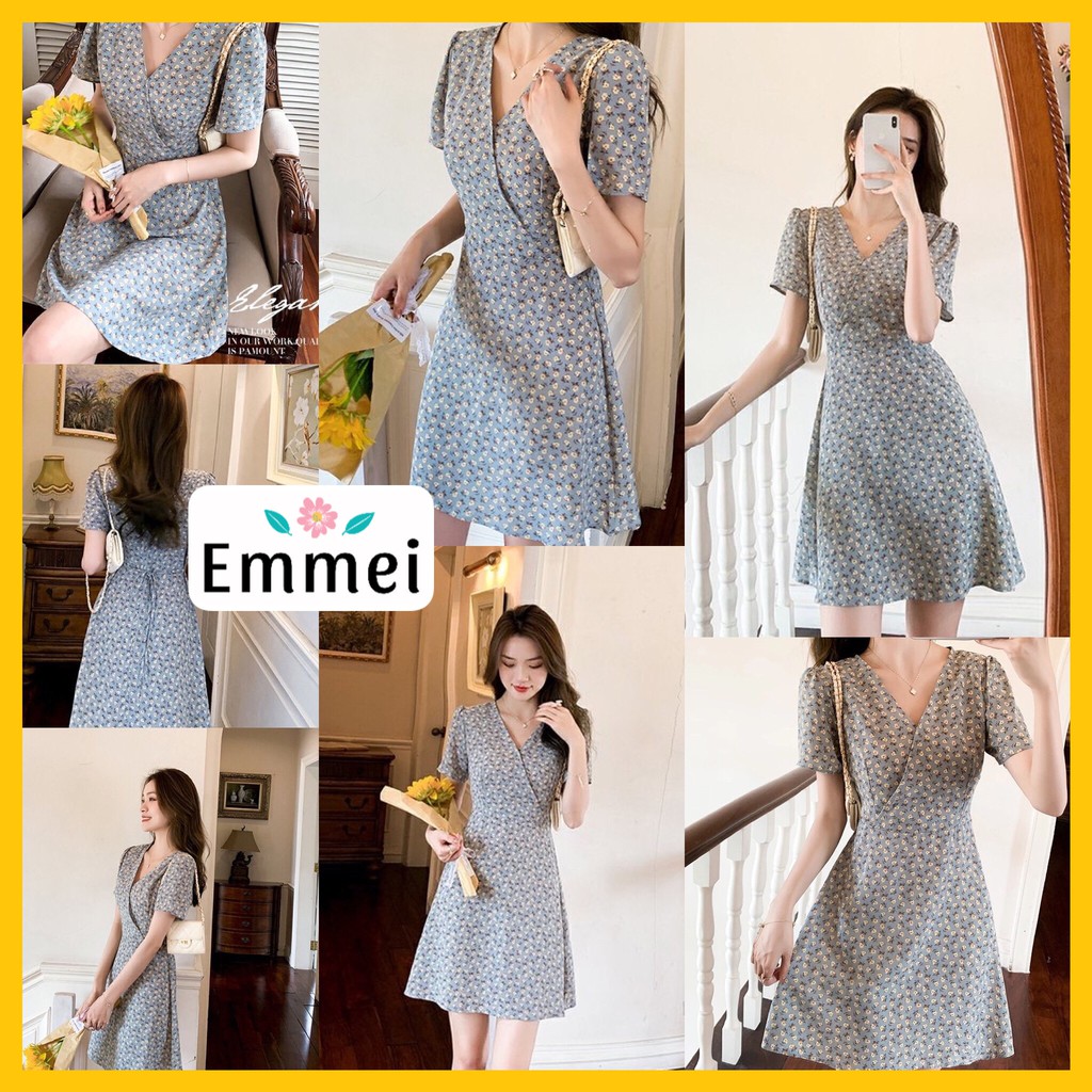 Váy voan tơ cao cấp bèo tiểu thư, đầm nữ cổ bèo màu be Emmei -v127