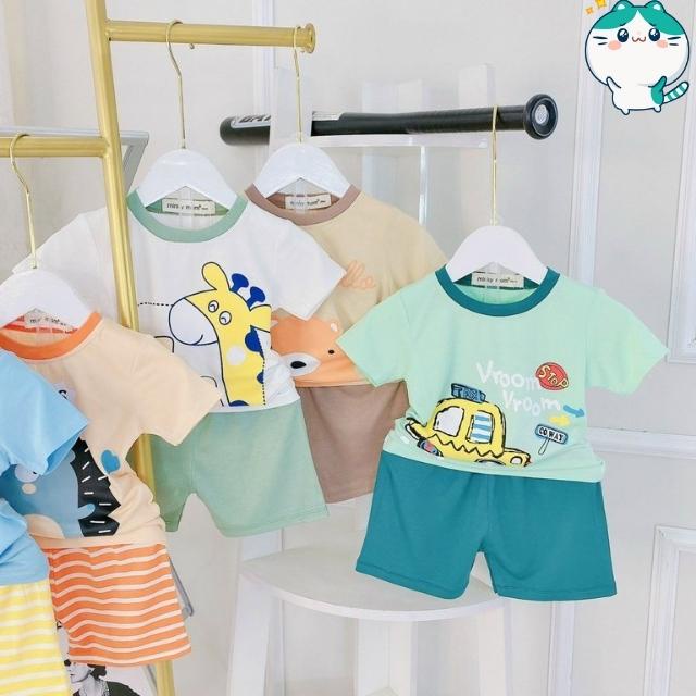 Bộ Quần Áo Bé Trai Bé Gái Cộc Tay Minky Mom Chính Hãng Vải Thun Lạnh 0 1 2 3 4 5 6 Tuổi-Quần Áo Trẻ Em BABULALA CT15