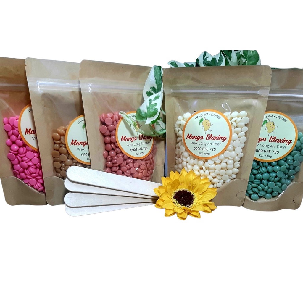 Sáp wax lông nóng hạt đậu Mango waxing, wax lông nách tay chân tặng que gỗ