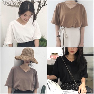 Áo Thun Cổ Tim 🎀FREESHIP🎀 Giảm 5k nhập mã [ AO THUN NU ] Áo cổ tim nữ cơ bản chất cotton