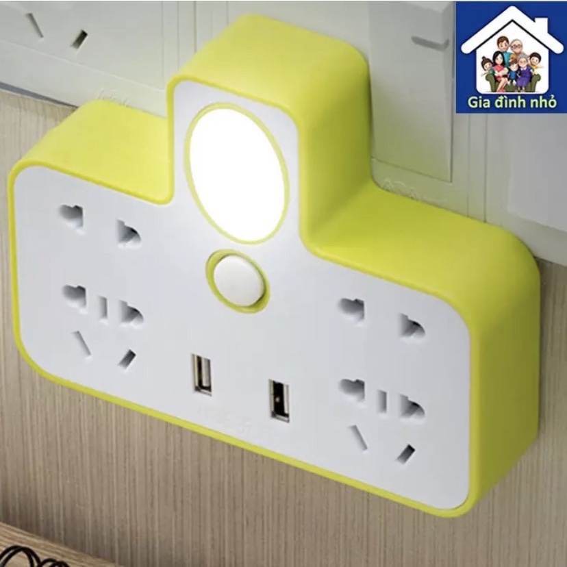 Bộ Ổ Điện Chia 2 Cổng USB Có Đèn Led (Giao Màu Ngẫu Nhiên).