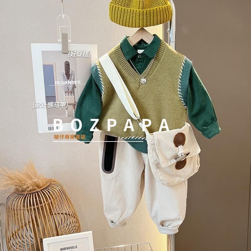 Bộ Áo Sweater Không Tay Phong Cách Hàn Quốc Thời Trang Mùa Thu 2022 Mới Cho Bé Trai