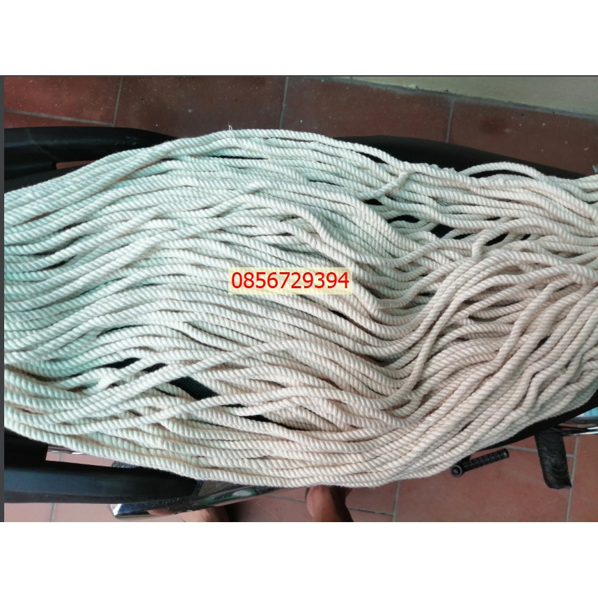 Dây thừng macrame se cotton, dây thừng trang trí dây 5mm màu ngà