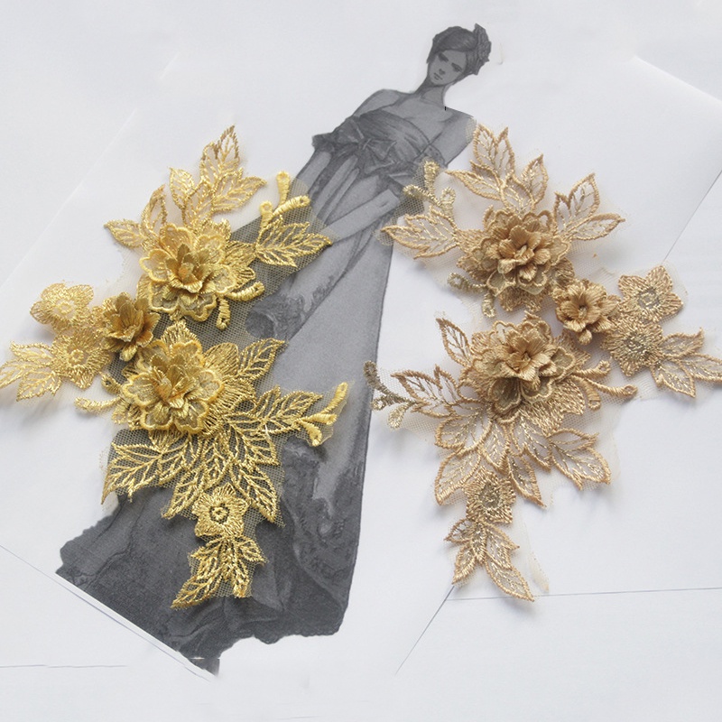 1 Miếng Ren Thêu 3D Trang Trí Quần Áo Mới ​Phụ Kiện Trang Trí Váy Cô Dâu Xinh Xắn
