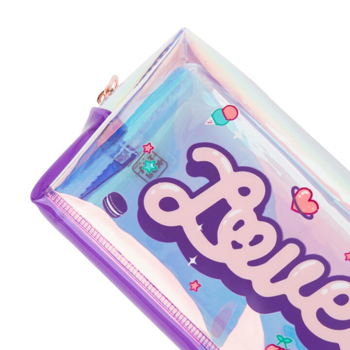 Túi Đựng Bút ARTBOX Hàn Quốc PVC Màu Tím Hologram Họa Tiết Chú Gấu Hoạt Hình Đáng Yêu